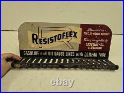 Vintage Resistoflex Gasoline Oil Lines Advertising Store Display Rack Sign