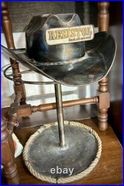 Vintage Resistol-branded steel mercantile display rack, 1970s