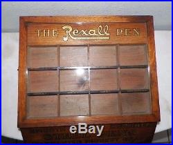 Vintage Rexall Pen Display Advertising Case K E Watson Co Drug Store Orange Ca