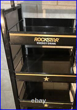 Vintage Rockstar Drink 5 Tier metal display shelf with Caster Wheels That Lock