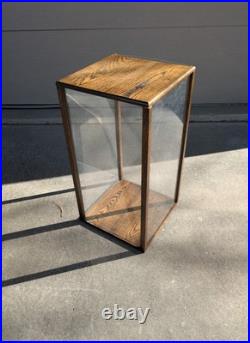 Vintage Rustic Oak Wood Clear Acrylic Store Display Case Countertop Showcase T75