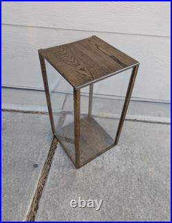 Vintage Rustic Oak Wood Clear Acrylic Store Display Case Countertop Showcase T75