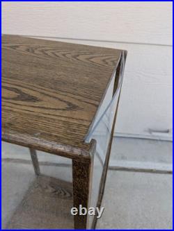 Vintage Rustic Oak Wood Clear Acrylic Store Display Case Countertop Showcase T75