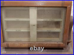 Vintage SWANK Store Dealer Display Case Wood Glass Cufflink Collar