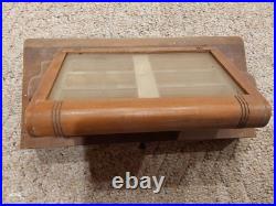 Vintage SWANK Store Dealer Display Case Wood Glass Cufflink Collar