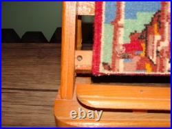 Vintage Salesman Sample Mosque persian Wool Rug Wooden Tabletop Loom