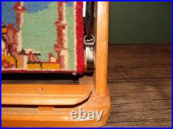 Vintage Salesman Sample Mosque persian Wool Rug Wooden Tabletop Loom