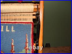 Vintage Salesman Sample Mosque persian Wool Rug Wooden Tabletop Loom