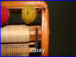 Vintage Salesman Sample Mosque persian Wool Rug Wooden Tabletop Loom