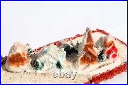 Vintage Santa Sleigh Flying Reindeer & Town Village Chalkware Store Display