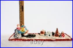 Vintage Santa Sleigh Flying Reindeer & Town Village Chalkware Store Display