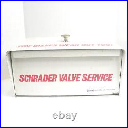 Vintage Schrader Valve Service Cabinet Rack Box Metal Scovill Apx. 16x9x8.5 Used