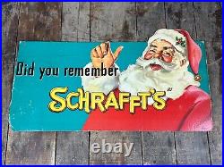 Vintage Schrafft's Chocolate Cardboard Store Display Sign Santa 27 x 15