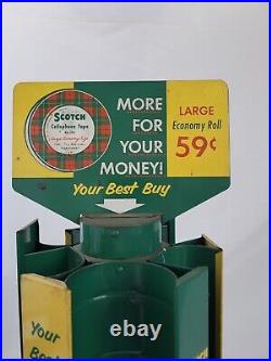 Vintage Scotch Tape Carousel Style General Store Metal Green & Yellow Display