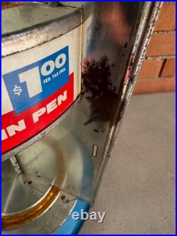 Vintage Scripto Round Metal Display Stand Rotating Advertising Pens Pencils