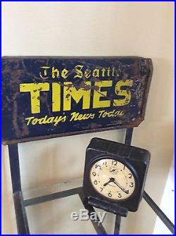 Vintage Seattle Times Newspaper Rack Side Table Stand Today's News Today