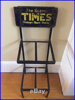 Vintage Seattle Times Newspaper Rack Side Table Stand Today's News Today