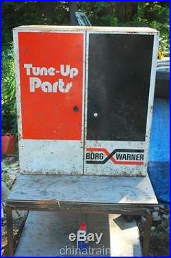 Vintage Service Station Borg Warner Spark Plug Tune Up Metal Storage Cabinet
