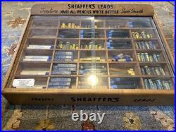 Vintage Sheaffer's Leads Erasers Wood Store Counter Display Cabinet Packed Full