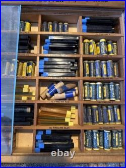 Vintage Sheaffer's Leads Erasers Wood Store Counter Display Cabinet Packed Full
