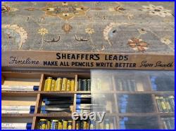 Vintage Sheaffer's Leads Erasers Wood Store Counter Display Cabinet Packed Full