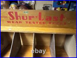 Vintage Shur Last Wear Tested Socks Wooden Countertop Display RARE