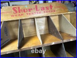 Vintage Shur Last Wear Tested Socks Wooden Countertop Display RARE