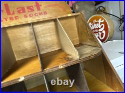 Vintage Shur Last Wear Tested Socks Wooden Countertop Display RARE
