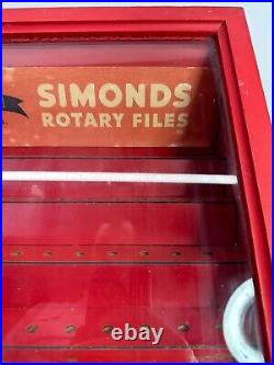 Vintage Simonds Rotary Files Glass Advertising Display Case Fitchburg, Mass