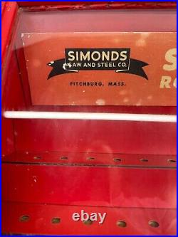 Vintage Simonds Rotary Files Glass Advertising Display Case Fitchburg, Mass