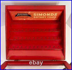 Vintage Simonds Rotary Files Glass Advertising Display Case Fitchburg, Mass