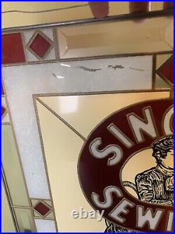 Vintage Singer Sewing Machine Store Stained Glass Display Hanging READ Sign