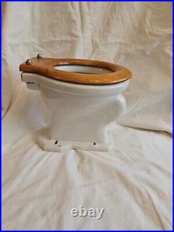 Vintage Small Porcelain Salesman Sample Toilet With Wood Seat 8 1/2 Inches High