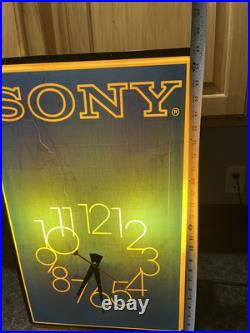 Vintage Sony Store Display Advertising Clock Point Of Sale Lighted Retail Sign