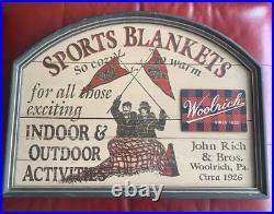 Vintage Sports Blankets WOOLRICH Advertising Wood Sign-Hand Stenciled 24x18