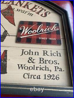 Vintage Sports Blankets WOOLRICH Advertising Wood Sign-Hand Stenciled 24x18