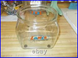 Vintage Squatty Lance Advertising Store Display Jar with Original Metal Lid MINT
