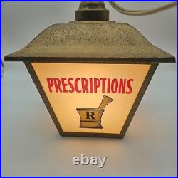 Vintage Squibb Pharmacy Store Advertising Hanging Light Vitamin Prescriptions