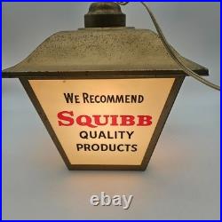 Vintage Squibb Pharmacy Store Advertising Hanging Light Vitamin Prescriptions