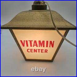 Vintage Squibb Pharmacy Store Advertising Hanging Light Vitamin Prescriptions