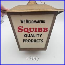 Vintage Squibb Pharmacy Store Advertising Hanging Light Vitamin Prescriptions
