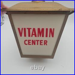 Vintage Squibb Pharmacy Store Advertising Hanging Light Vitamin Prescriptions
