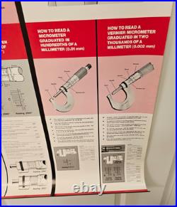 Vintage Starrett MICROMETER Tool Poster Original Store Display Teaching 25 x 42