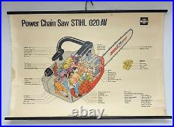 Vintage Stihl Chainsaw 020 AV Diagram Dealer Display Parts Chart 46.5 x 34