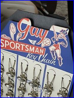 Vintage Store Display 1950's Gay Sportsman 24K Gold Plated Football Key Chain