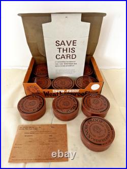 Vintage Store Display 1973 Snow-Proof Leather Tin 12pc Master Case Livonia NY