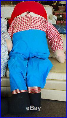 Vintage Store Display 78 Tall Raggedy Andy Doll Original Clothes 18w Head