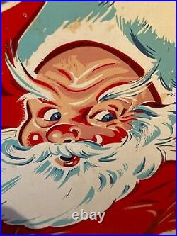 Vintage Store Display Santa Claus Cardboard Christmas 43 Waving Die Cut
