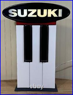 Vintage Suzuki Pianos Lighted Countertop Store Display Sign / Record Store