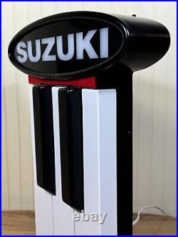 Vintage Suzuki Pianos Lighted Countertop Store Display Sign / Record Store
